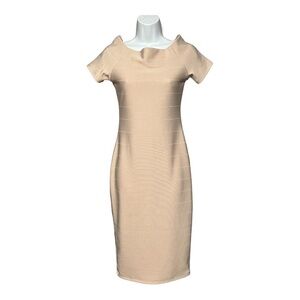 Fashion Nova Cowl Neck BodyCon Dress Midi Bandage Zipper Clubwear Small Pink